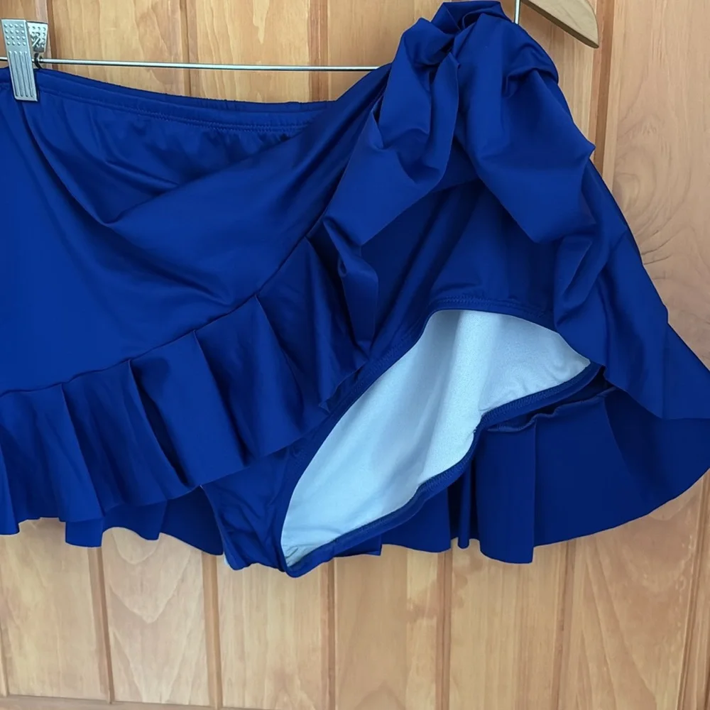 NWT 24th & Ocean Plus Size‎ Solid Blue Mid Waist Pleated Skirt Bottoms 20W